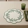 Yousheng Embroidered Placemat Washable Durable Canvas Dining Mat 38cm Olive Branch Embroidery Table Mat Heat Resistant Non-Slip Table Protector for