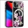 Purple Flower Magnetic Case for iPhone 15/16/17 Pro Max - Transparent Full Coverage