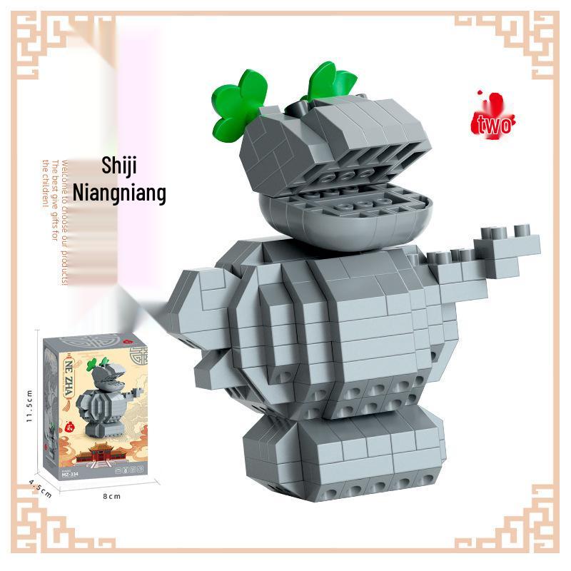 Nezha Ao Bing Dragon King Cartoon Figure Building Blocks - Squat Series Compatible with Lego for Assembly and Display.