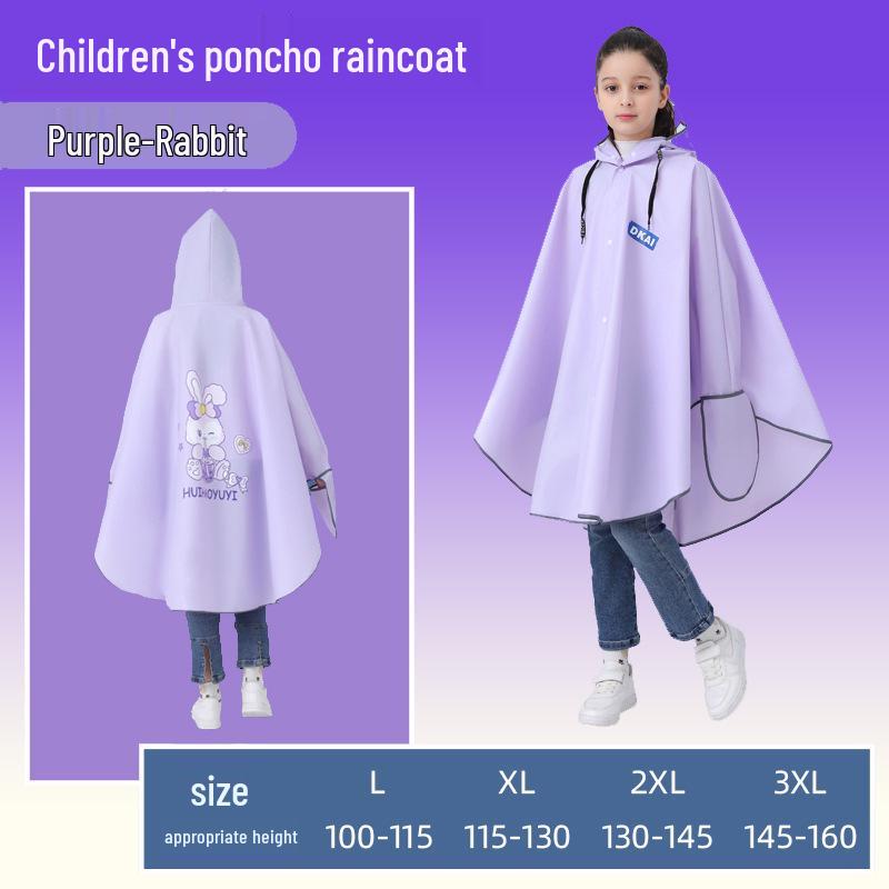 Cartoon Rain Poncho for Students: Waterproof Bicycle and Schoolbag Cover for Boys and Girls