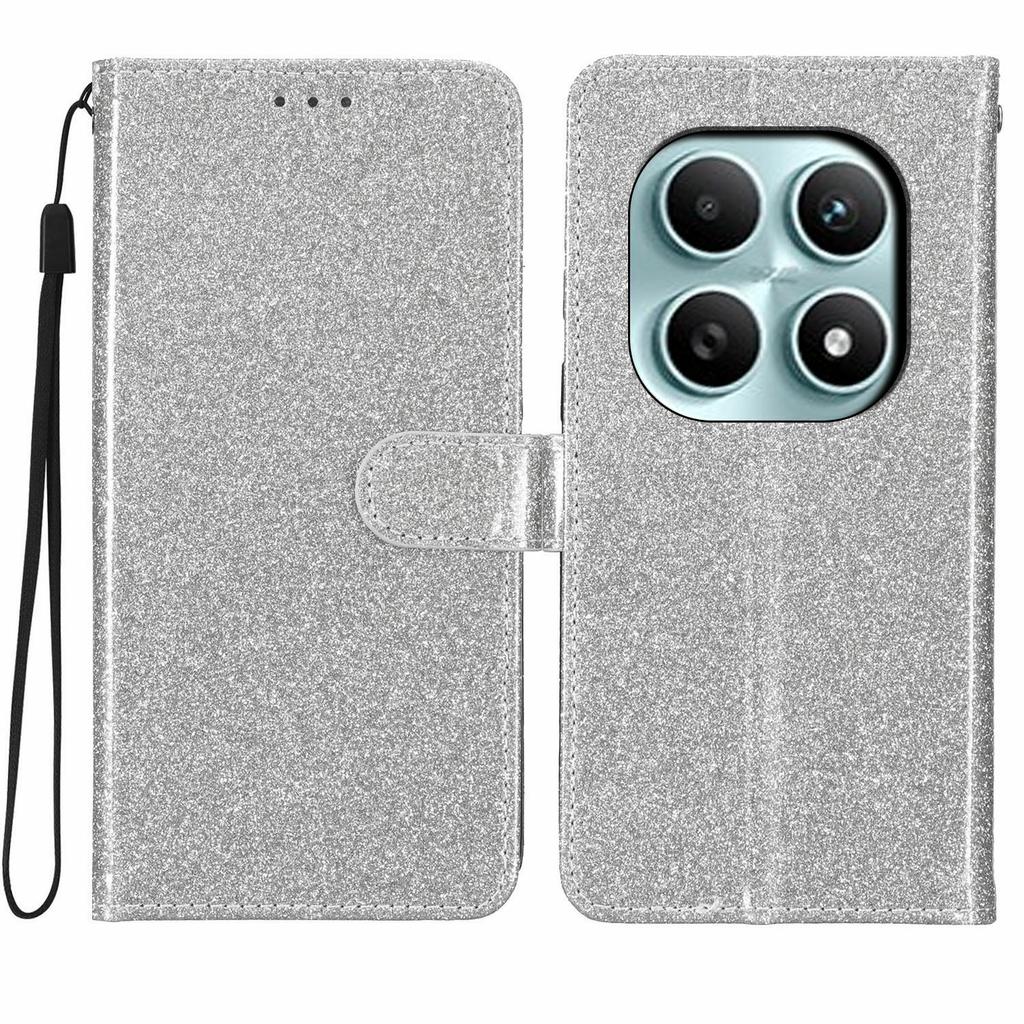 For Xiaomi Poco M8 5G/Redmi Note 15 5G (Global) Wallet Case Glitter Anti-Scratch Leather Stand Phone Cover with Strap