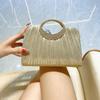 Elegant Pleated Leather Evening Handbag for Weddings and Parties
