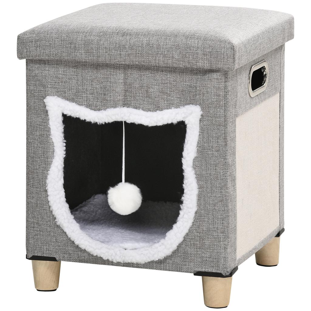 Cat Cave, Cat House, incl. Play Ball, Washable Cushion, 35.5 cm x 35.5 cm x 42.5 cm