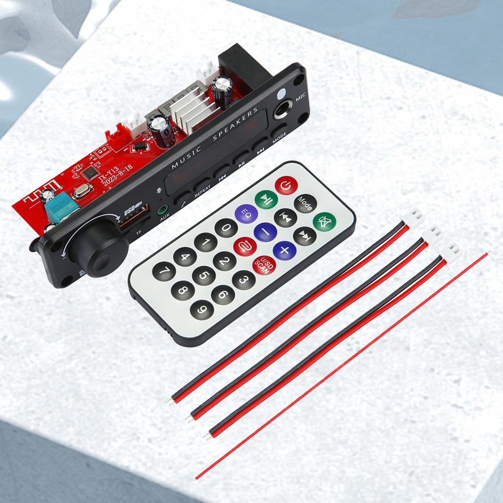 150W Amplifier Car FM Radio Module 6.5mm Microphone Bluetooth-Compatible 5.0 Audio MP3 Player TF USB Music Player Recording Call