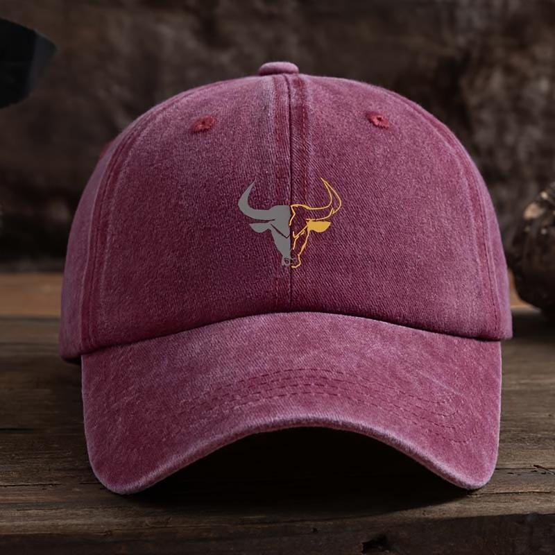Fashionable Bull Head Printed Baseball Hat Multi Functional Outdoor Leisure Fishing Hat Travel Sunshade Duck Billed Hat