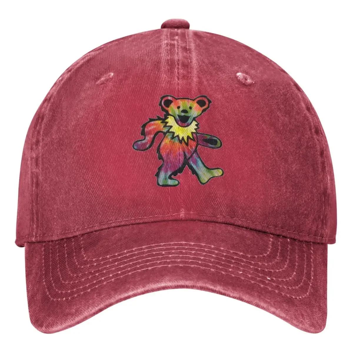 

Grateful Rocks Not Dead Denim Baseball Cap Dancing Tie Dye Bear Running Trucker Hat Summer FeUnisex Unisex Fitted Baseball Caps One Size