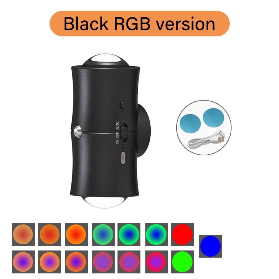 Motion Sensor LED Wall Light RGB Rechargeable Double-head Magnetic Spotlight for Bedroom Hallway Stair Ambient Lighting