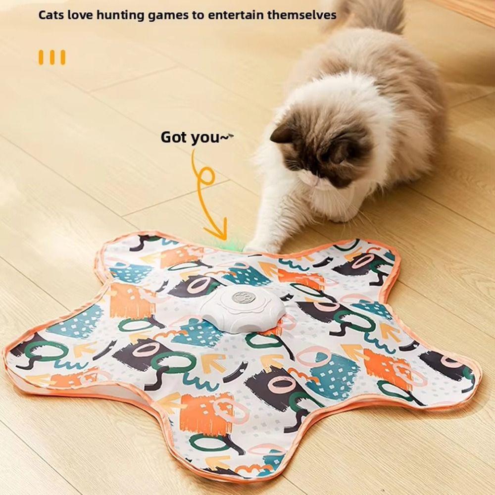 Built-in Feathers Cat Hide and Seek Toy Motion Sensing Automatic Cat Teaser Indoor Game