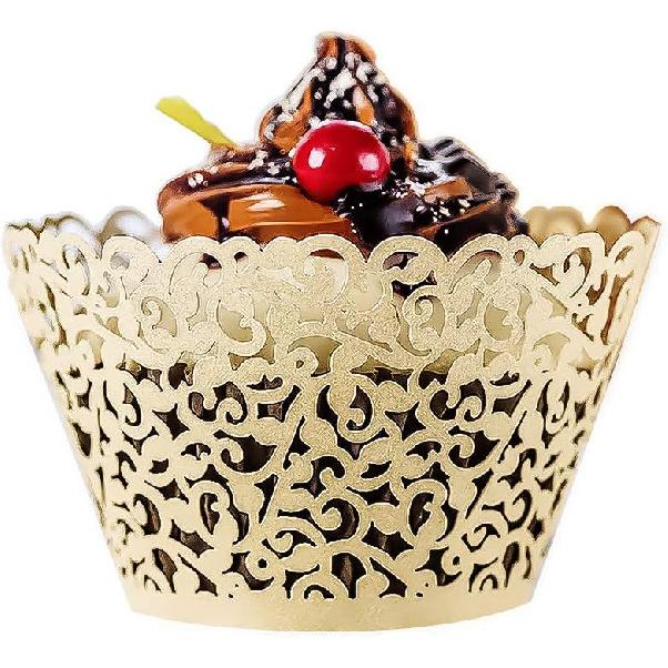 YOZATIA Vine Cupcake Wrappers, 60PCS Lace Cupcake Liners for Regular Sized Cupcake (Pink)