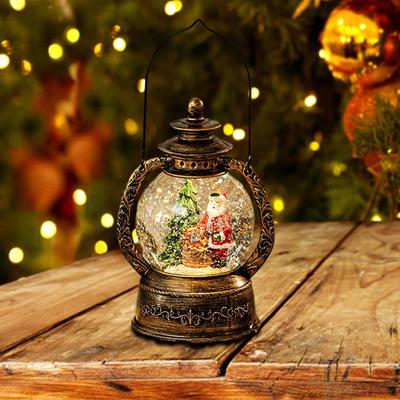 Weihnachten Schneekugel Laterne Desktop Ornament Musik Box Sammeln Nacht Licht Figurine