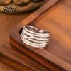 Stainless Steel Finger Band Thumb Ring Geometric Lines Shape Adjustable
