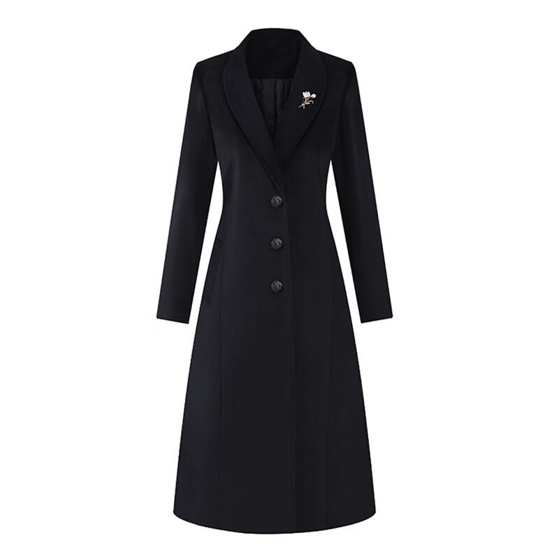 Troloman Women's Professional Single-Breasted Wool Coat