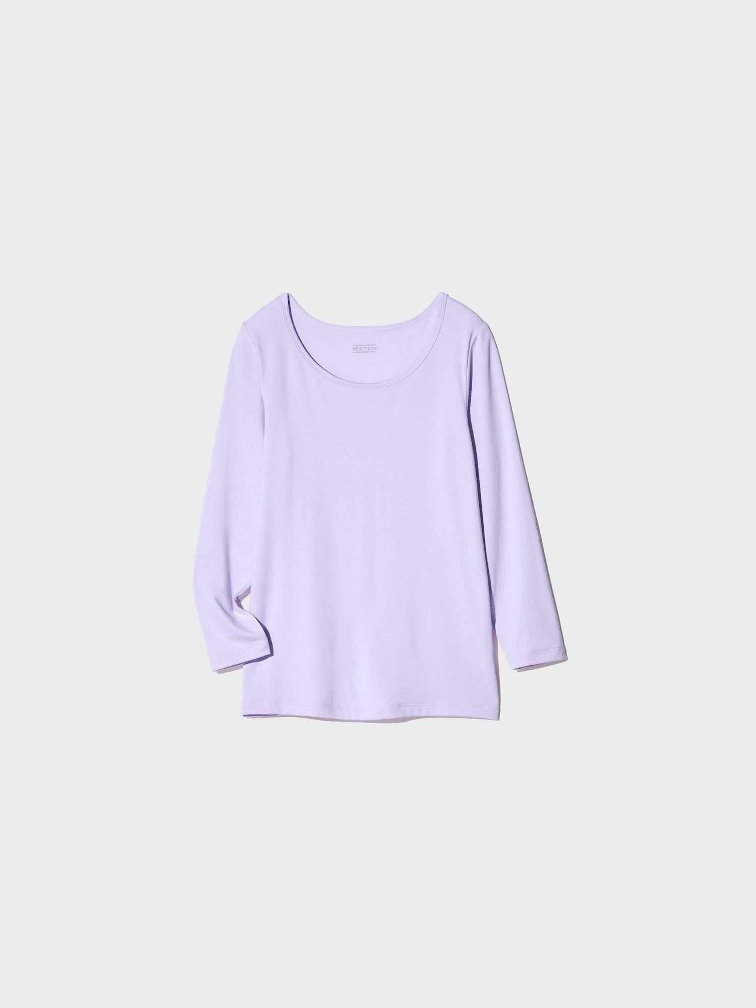 

Uniqlo Kids HeaT Tech U-образная футболка с длинным рукавом 70 LIGHT PURPLE/KIDS 140