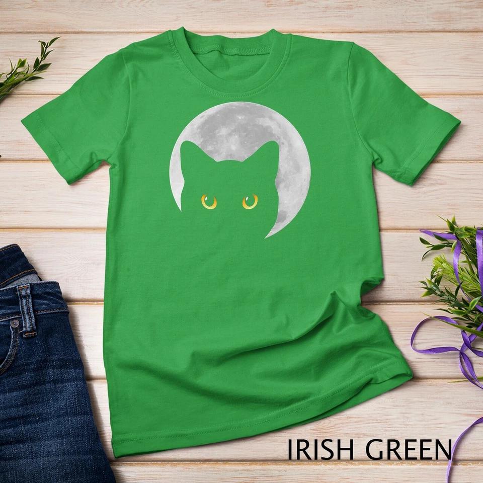 Black Cat Yellow Eyes Cats Moon T-Shirt Unisex T-shirt 4 XL
