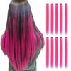 Long Straight Synthetic Black Hair Extensions Clip In Colored Party Highlights Hairpieces for Women Kids Girls