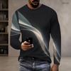 Men Plus Size Round Neck Long Sleeve Printed T Shirt Black Gold Blue Casual Pullover