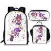 Hip Hop Youthful Novelty Murder Drones 3D Print 3pcs/Set Student Travel Bags Laptop Daypack Backpack Lunch Bag Pencil Case