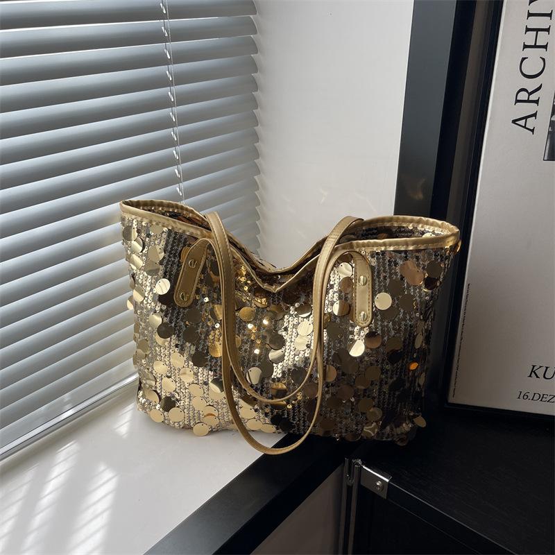 Modische paillettenbesetzte Tasche Damen 2025 neuer Nischen-Trend Eimer-Schultertasche Pendler vielseitig große Kapazität Tragetasche