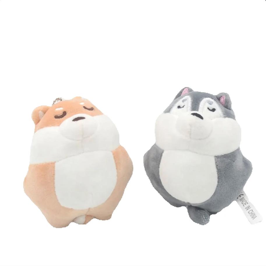 2s/lot 10cm Cute Shiba Inu Husky Plush Toy Keyring Charms Squeezable Dog Stuffed Dolls Kids' Gift Ornaments Keychains