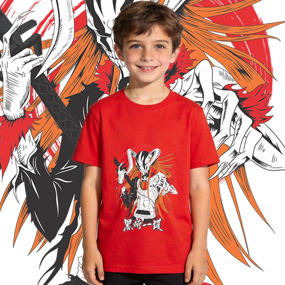 Boys Girls Bleach Hollow Anime Print Cotton T Shirt Kids Casual Short Sleeve Summer Top Soft Breathable