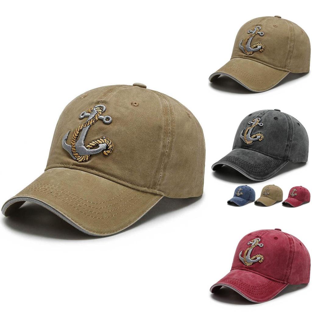 Stylish Men's Baseball Cap With Unique Embroidered Anchor Design For Spring And Autumn Seasons