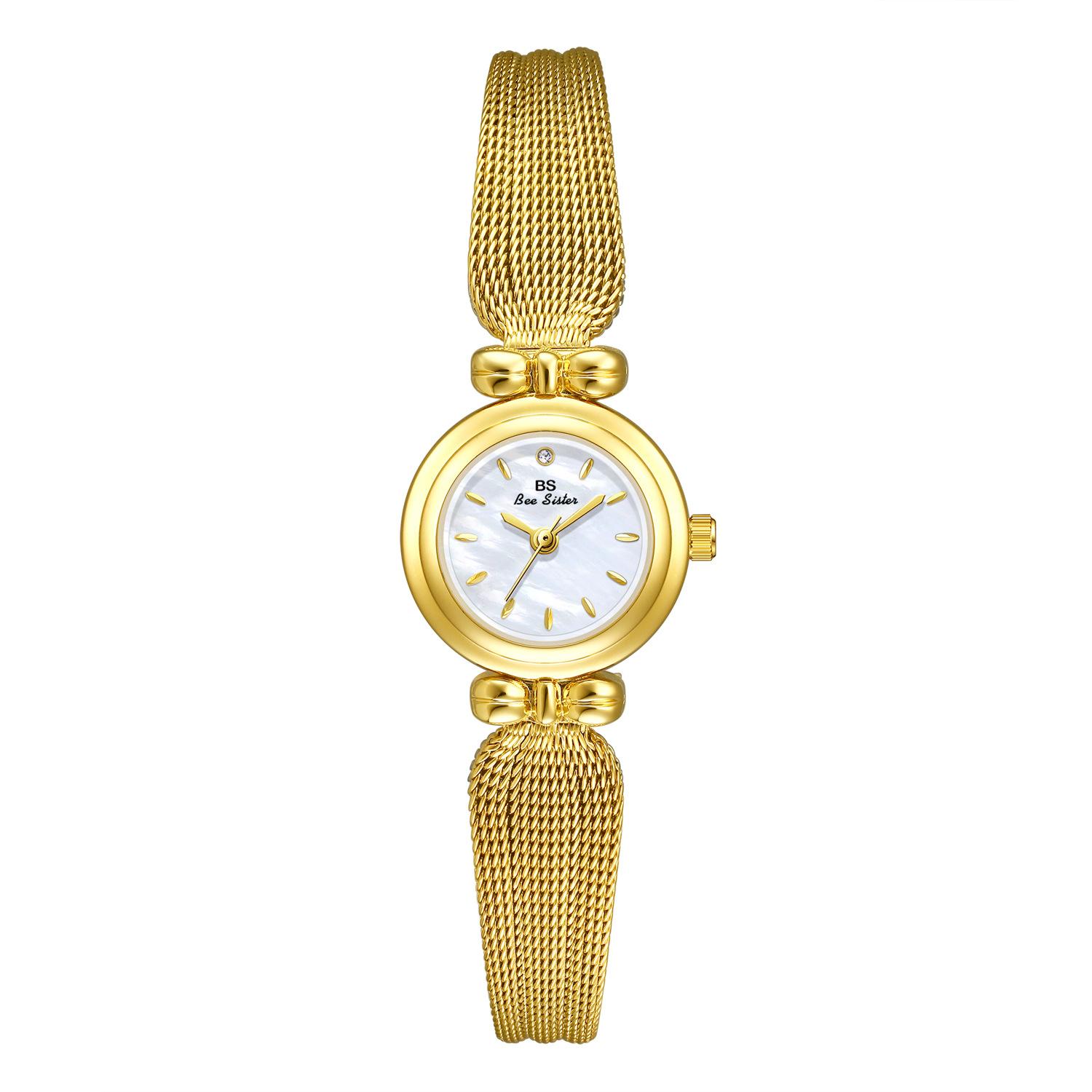 

BS Women Light Luxury Brand Gold Jewelry Bracelet WatchesTemperament Waterproof Ladies Fashion Quartz Clock Wristwatches Gift