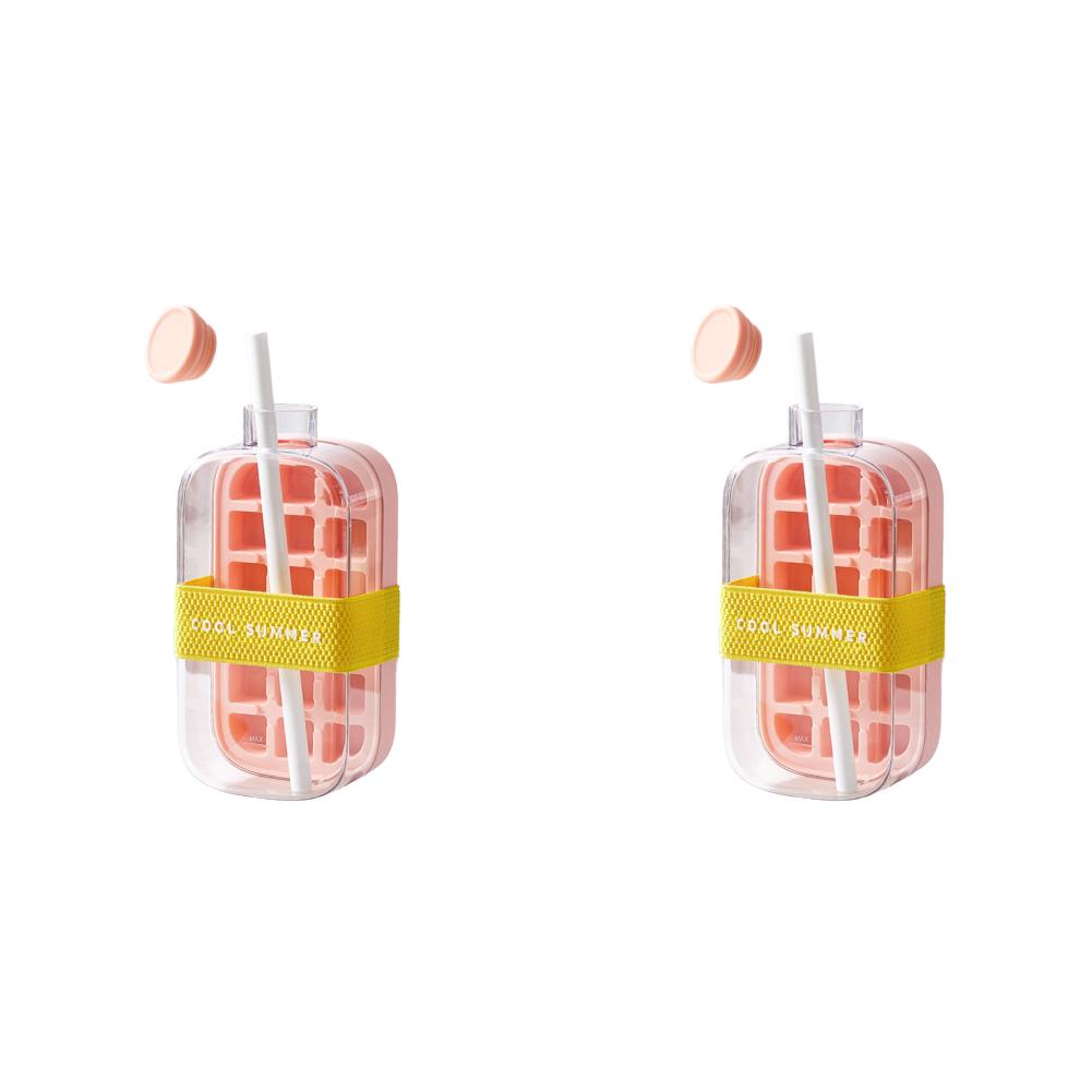 2/1pcs 500/800ml Summer Ice Cube Tray With Straw 2-in-1 Ice Cube Maker Bottle Coffee Beer Juice Drink Cooler Cup Ice Cube Mold