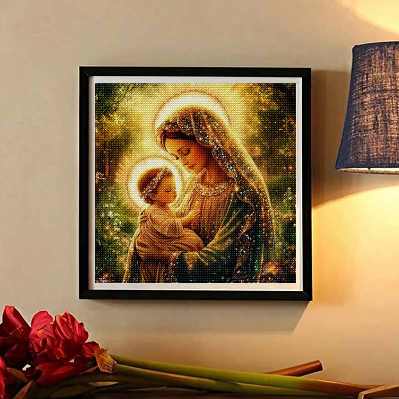 New Arrival 5D DIY Full Circle Diamond Painting "Madonna and Child" Embroidery Cross Stitch Home Decor Gift