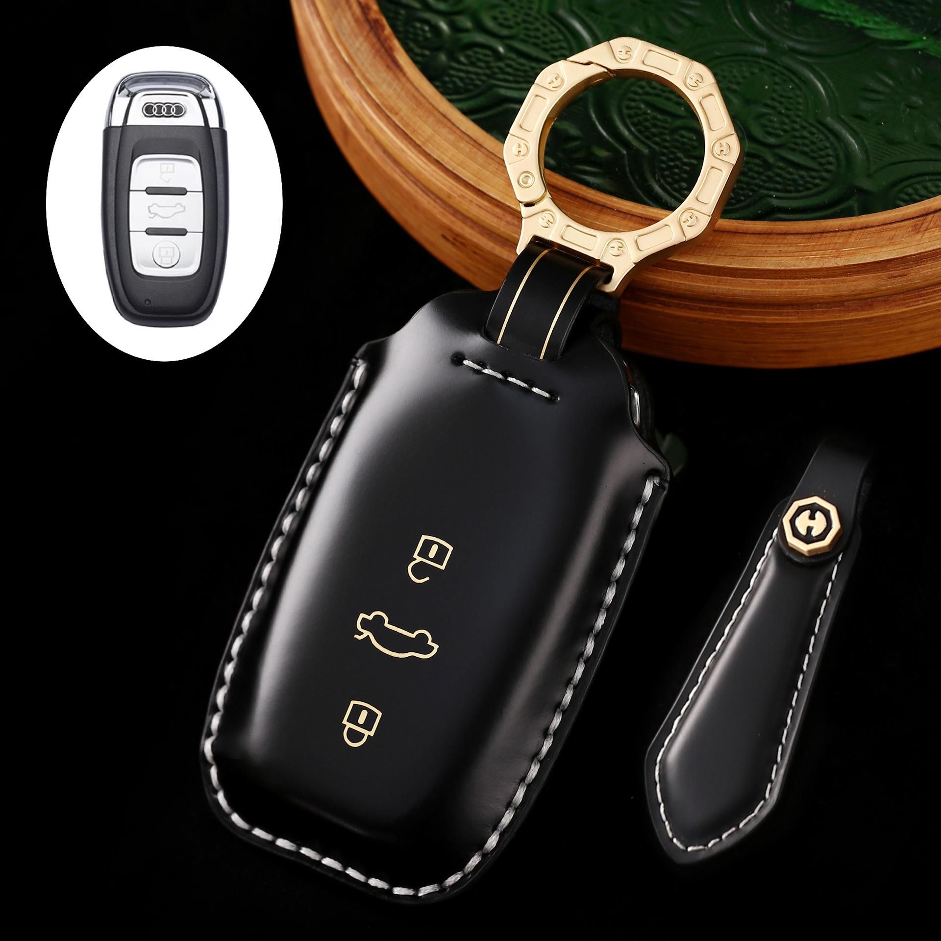 Car Key Protective Cover Is Suitable For A6L Key Cover Pure Handmade Leather High-End Car Products