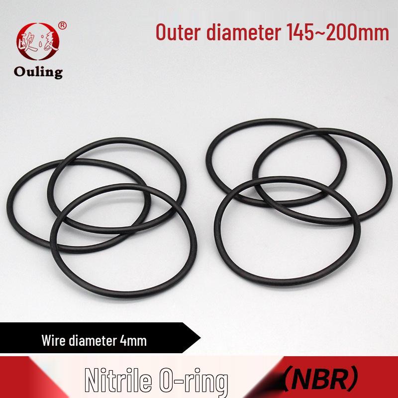Nitrile Rubber O-Ring Seal, 4mm Wire, OD Options: 145/150/158/160/180/200mm, Wear-Resistant 145*4mm (1 piece) Black Nitrile O-ring