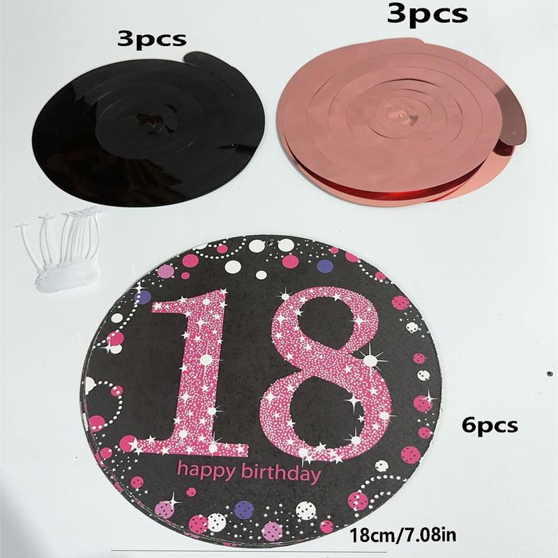 

6pcs PVC 18 21 30 40 50 Years Old Spiral Happy Birthday Swirl Hanging Ornaments Party Background Layout Decor Supplies