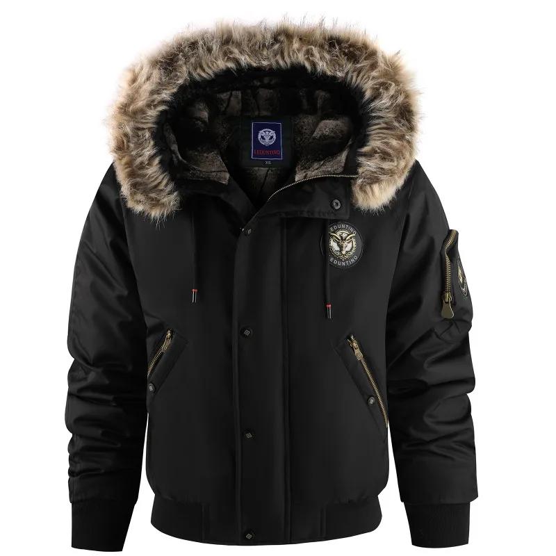 Fashion Men Hooded Fur Collar Winter