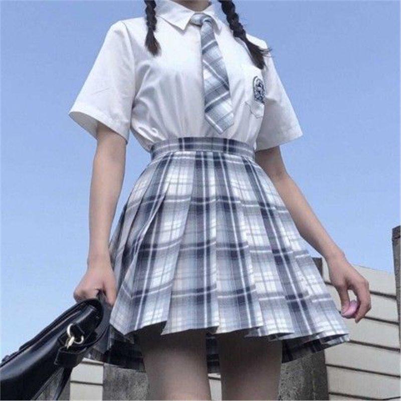 

Оригинальный клетчатый плиссированный комплект юбки и пиджака JK для женщин 2024: Короткие и Миди варианты L