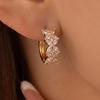 18K Gold-Plated Exquisite Wheat Hoop Earrings with Zirconia Leaves for Women