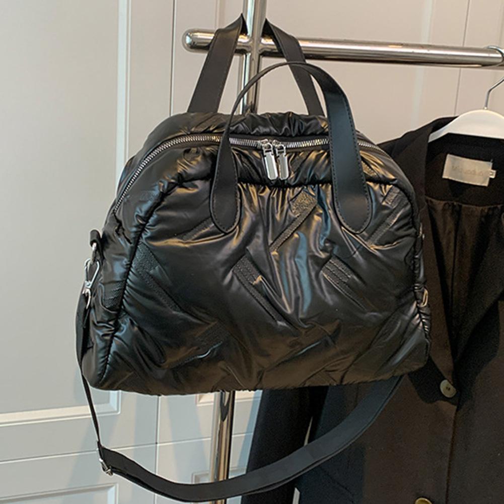 Borsa a tracolla gonfia da donna, grande capacità, borsa imbottita solida, versatile, casual, tracolla regolabile, borsa per la spesa invernale