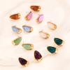 Fashion Colorful Resin Water Drop Geometric Stud Earrings for Women Simple Metal Round Irregular Earrings Party Jewelry Gifts