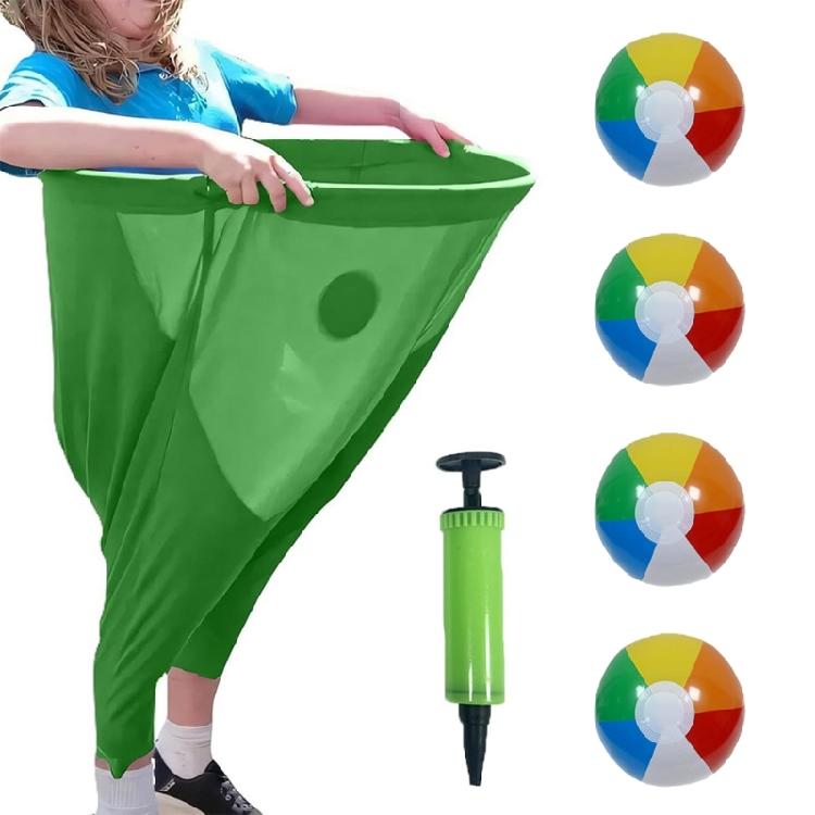 Entertainment Throwing Game Giants Elastic Pants with 4 Balls and Air pumps Outdoor Ball Sensory Tossing Game Toy