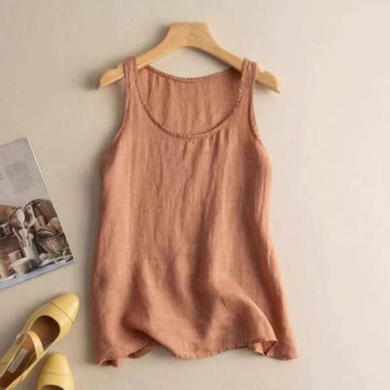 

women s Loose Fit Linen Camisole Tank Top Summer Plus Size Casual Sleeveless Inner Wear Basic Blouse 3XL