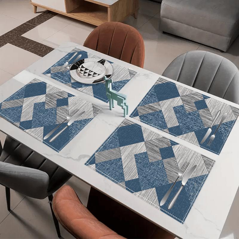 4PCs, Retro Geometric Diamond Pattern Placemats, Festive Washable Table Mats, Linen Material - for Dining, Kitchen,