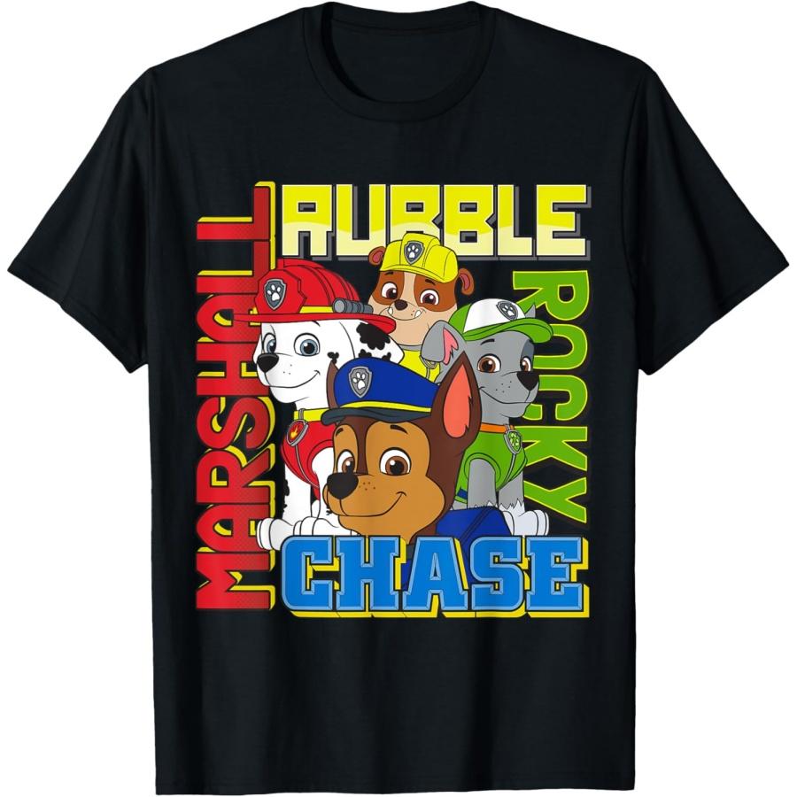 Футболка Щенячий патруль: Крепыш, Гончик, Рокки и Маршалл S чёрный