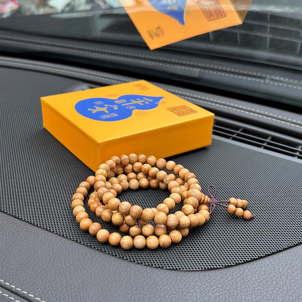 Natural Aged Peach Wood 108 Beads Mala Bracelet, Multi-Layer Buddhist Prayer Beads Unisex Protection Amulet Jewelry Gift