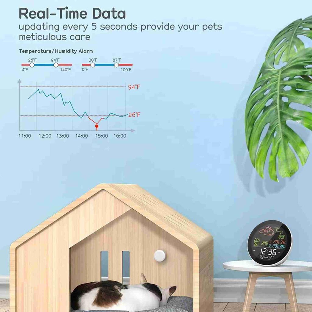 Wifi Temperature and Humidity Meter for Colorful LCD Display Multifunction Wther Station for Indoor Outdoor