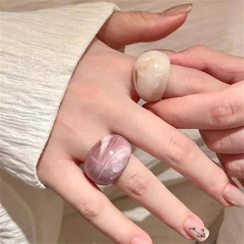 Multicolor Floral Acrylic Jelly Ring Y2K Style Statement Jewelry for UK EU Markets US Size 7 Eco-Friendly Material Rings Girls