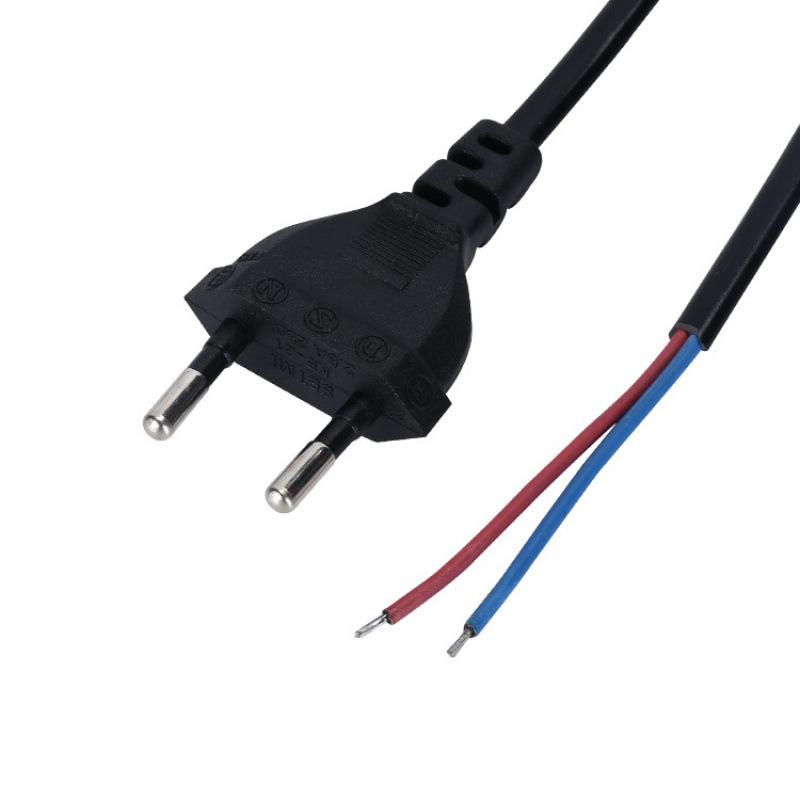 EU Two-Pin AC Power Cord with Tinned Ends for Audio, Fans, Lamps, LED Adapters
