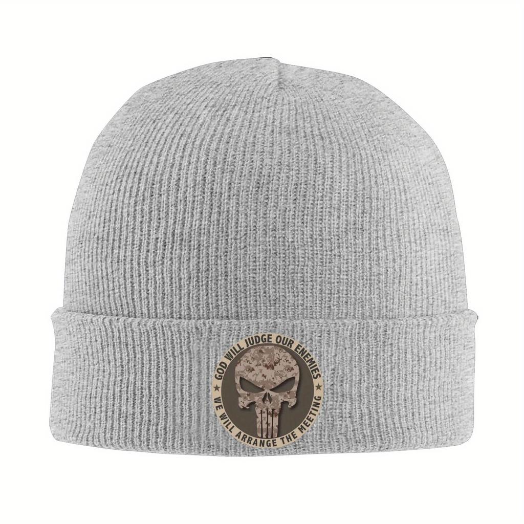 Custom God Will Judge Our Enemies We Will Arrange The Meeting Skullies Beanies Cap Knit Hat Adult Skull Skeleton Camo Bonnet Hat
