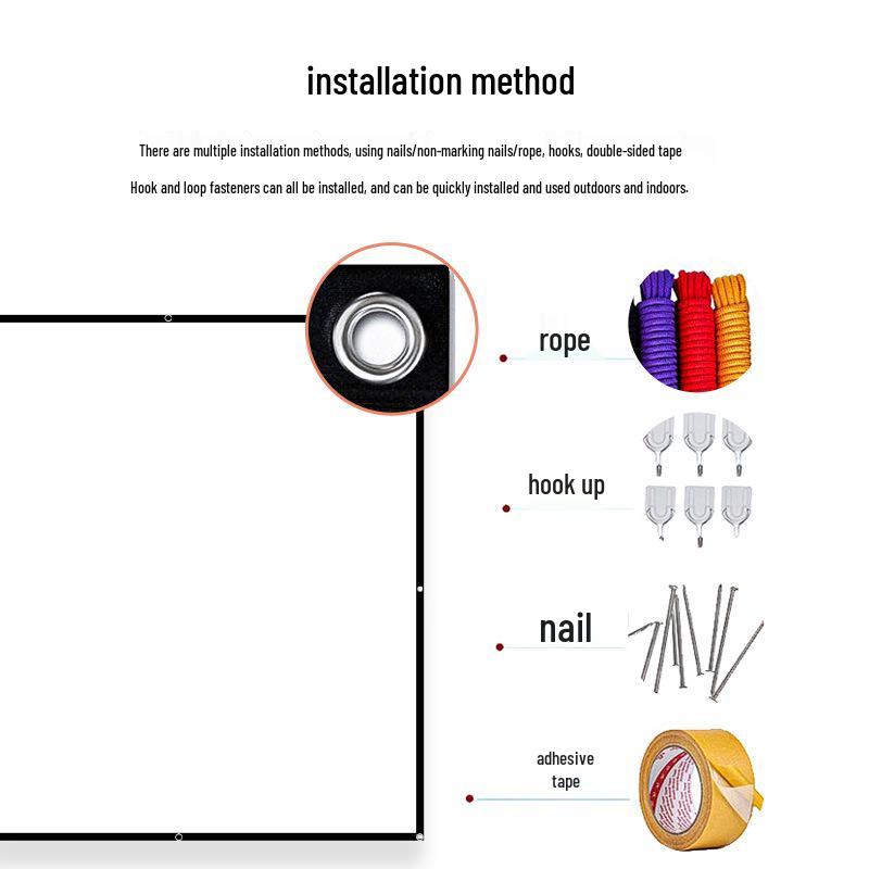 Tela de Projeção Portátil HD de Poliéster Dobrável de 100/120 polegadas para Uso Externo