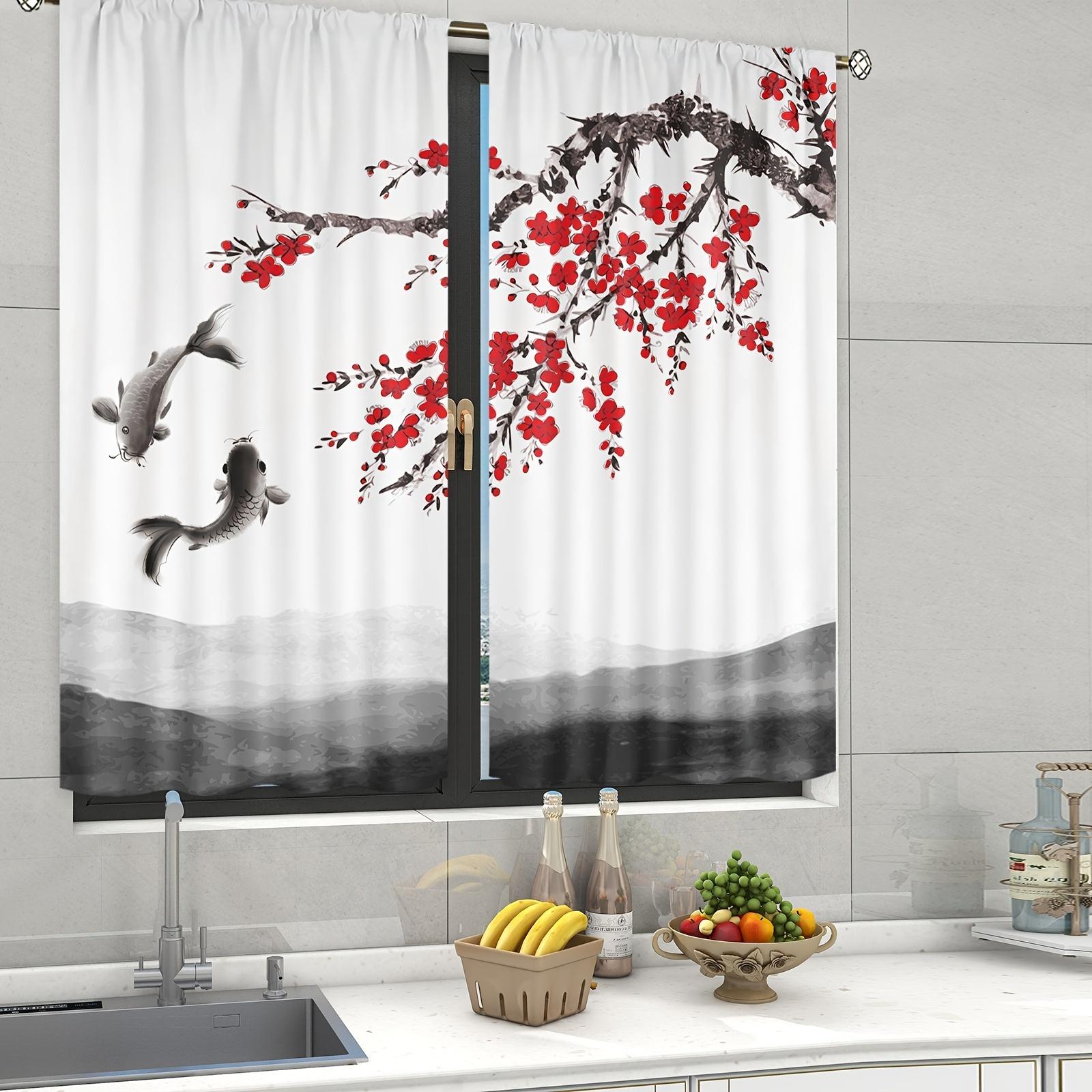 

Chinese Mountain lnk Painting Print Drape Digital Printed Curtains for Living Room Decor Bedrooms Kitchen Study Home Decor W60H60(CM)x2pcs&Grommet Top
