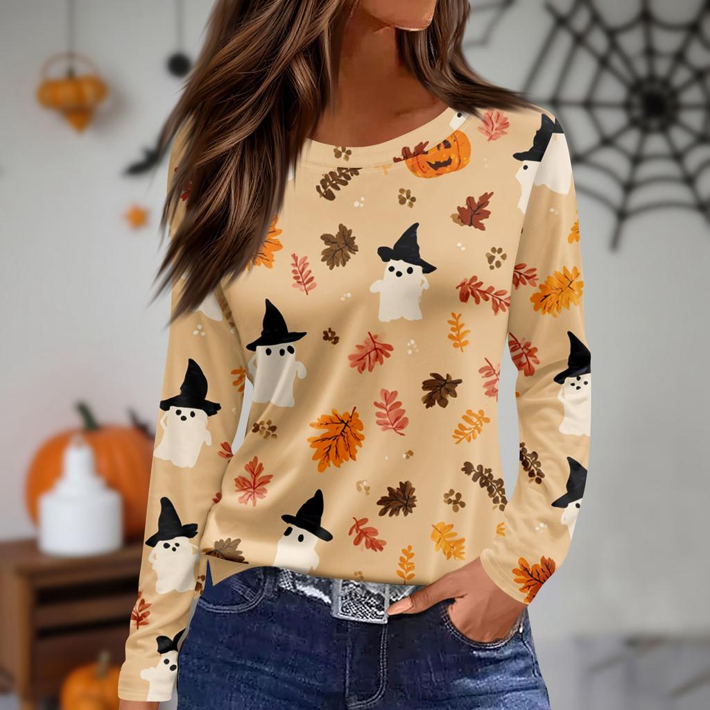 Women's Daily Casual Long-sleeved Printed O-neck Top