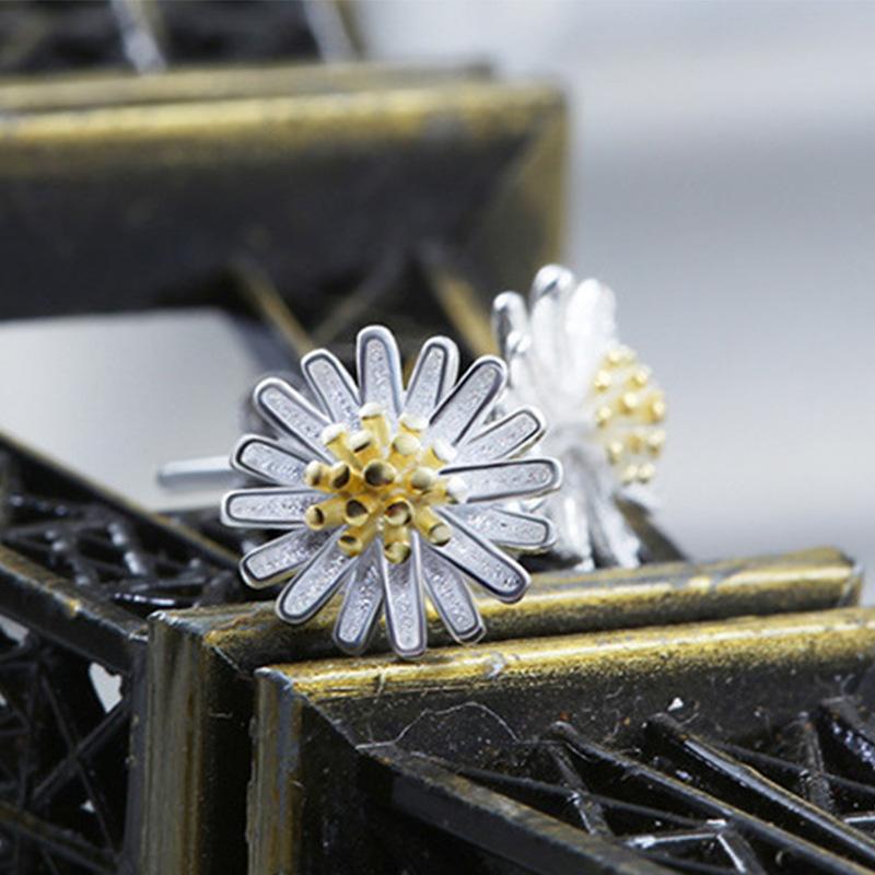 Brățară din argint S925 în stil coreean Brățară cu margaretă proaspătă Ornament de floarea-soarelui Brățară completă de modă Accesorii din argint