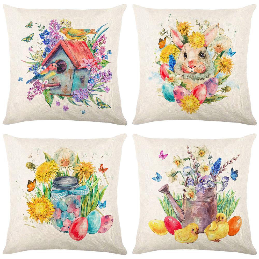 Pillow Hand-painted Printed Pillow Cover Easter Square Cushion Cover Sofa Cushion Pillow Cover